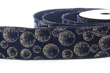 Blue Glitter Ornament Orb Wired Ribbon_KW0459GC-4-4